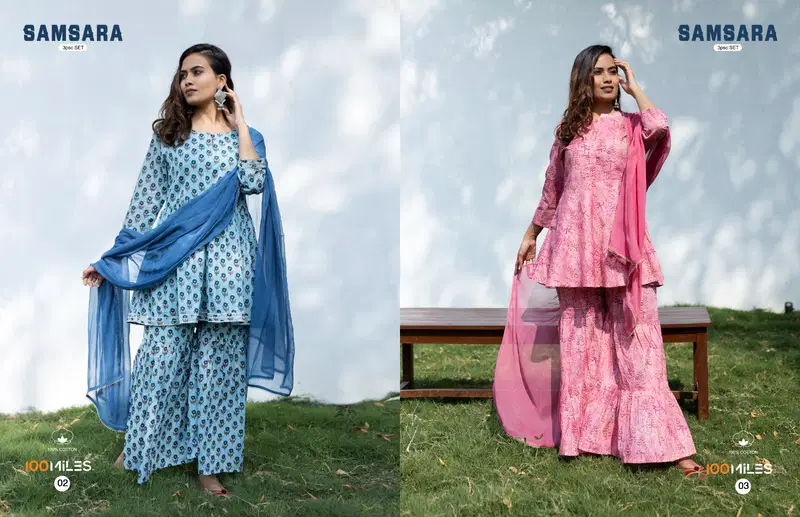 Samsara By 100 Miles Readymade Sharara Suits Catalog